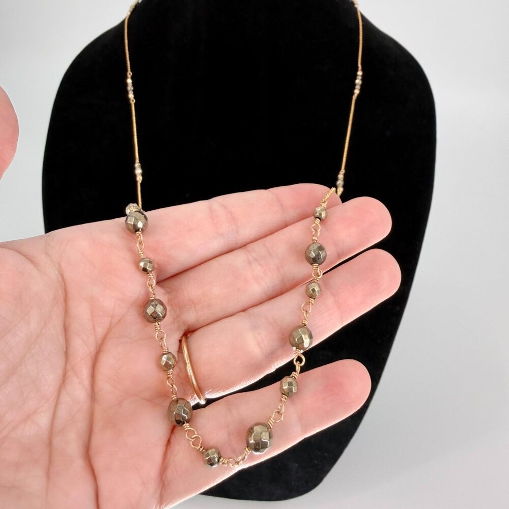 Callista Necklace – Gold Tone Wire Wrapped Necklace with Metallic Beads | 36” |